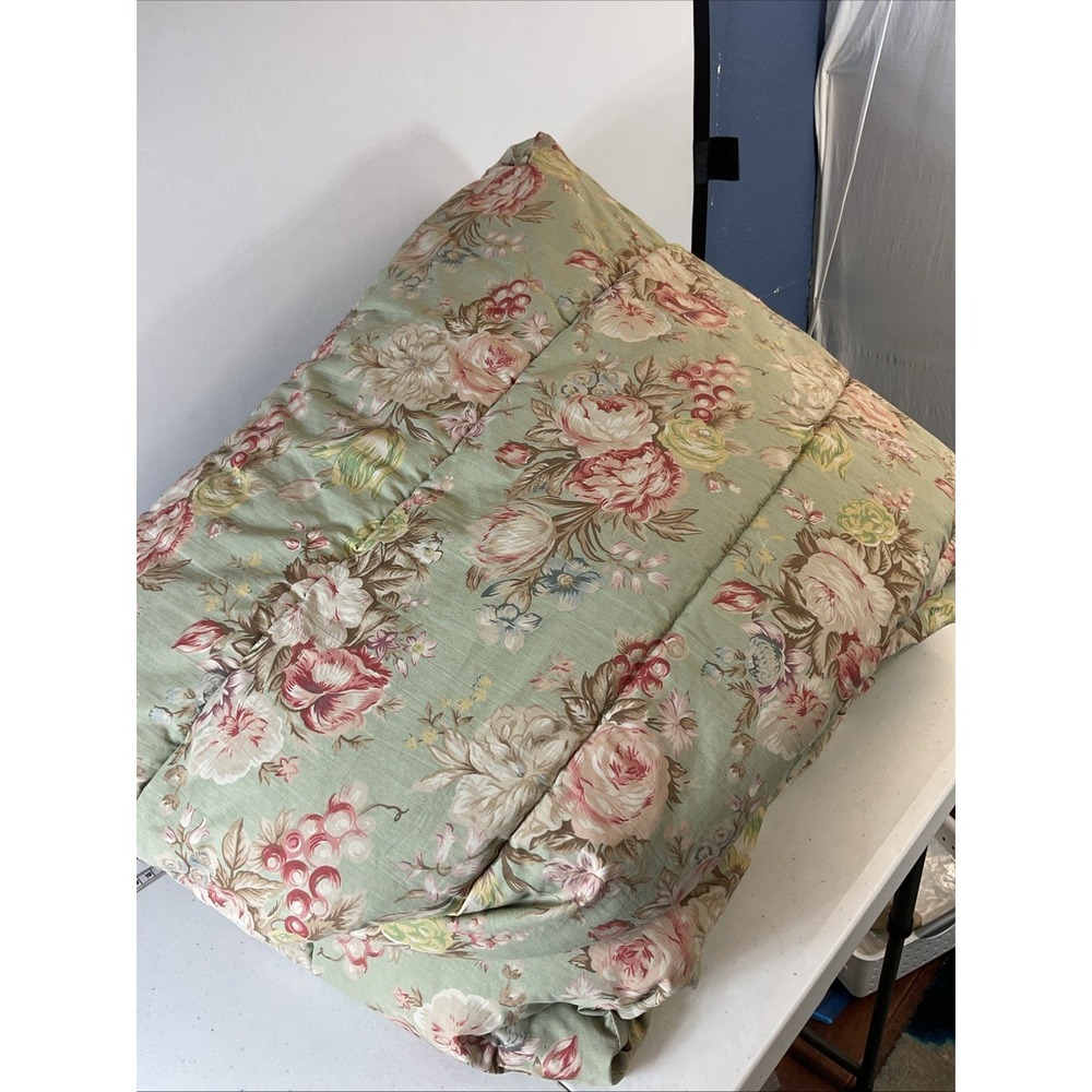 VTG Ralph Lauren CHARLOTTE Cottage Floral QUEEN Comforter Sage Green - Picture 5 of 6